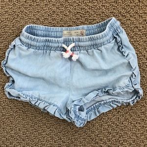 Zara girl Light blue ruffle denim shorts